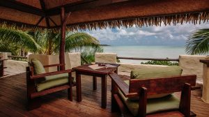 Room balcony overlooking the lagoon - Premium Beachfront Bungalow Plus